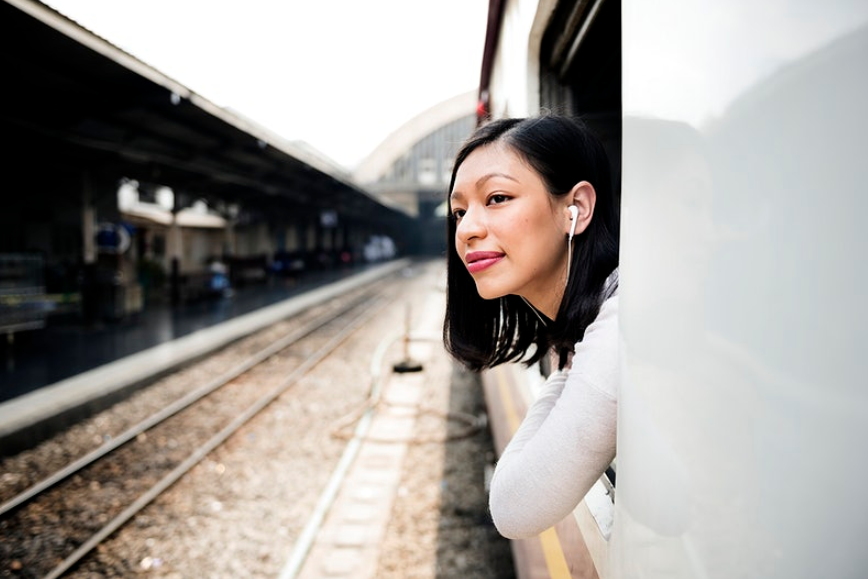 woman at the train window
